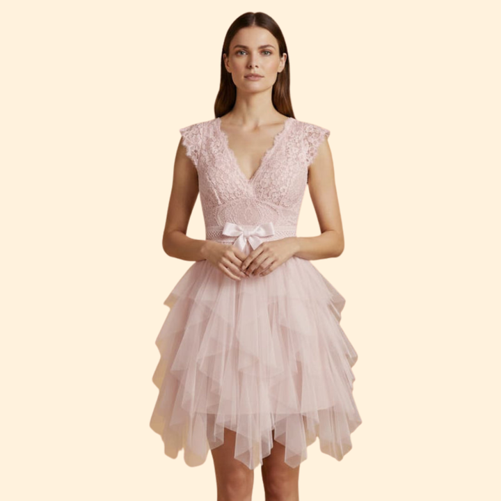 Elegant V-Neck Mesh Dress for Women