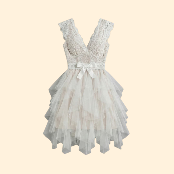 Elegant V-Neck Mesh Dress for Women