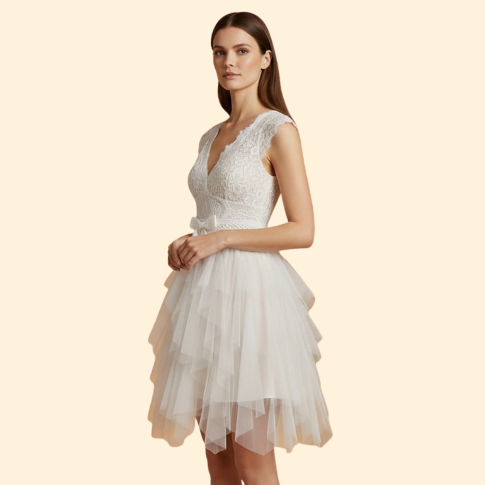 Elegant V-Neck Mesh Dress for Women