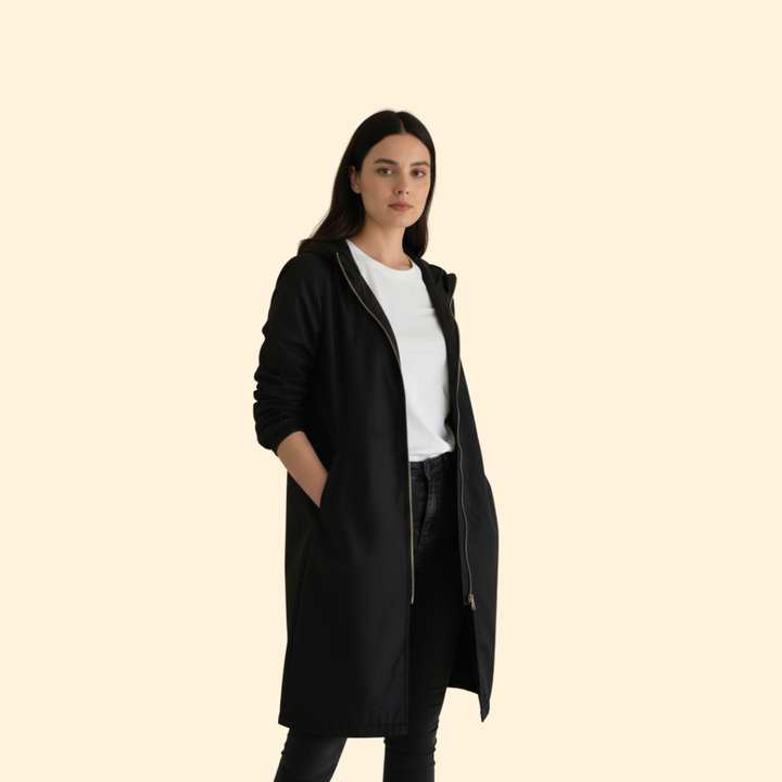 Women’s Hood Jacket with Front Zip Closure