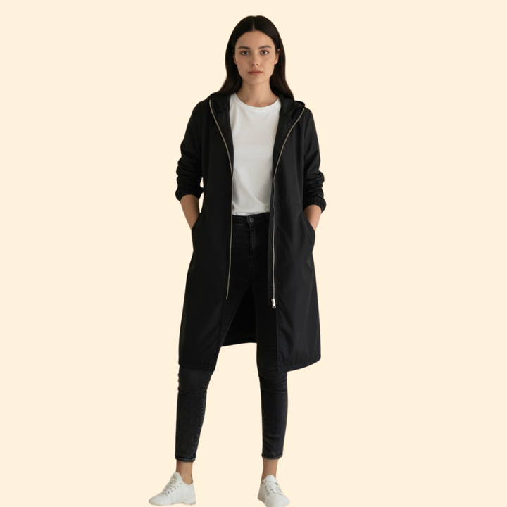 Women’s Hood Jacket with Front Zip Closure