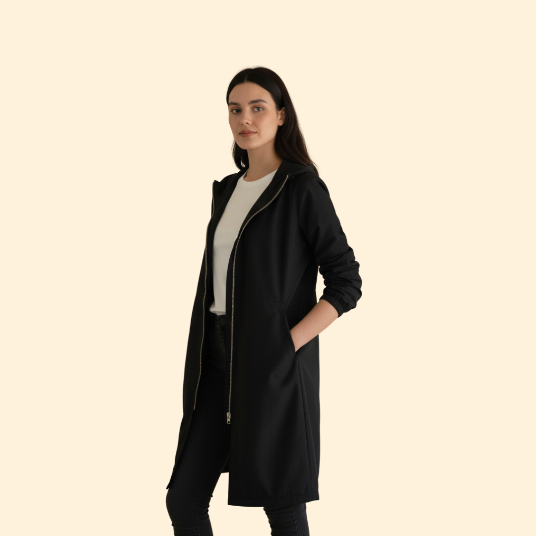 Women’s Hood Jacket with Front Zip Closure