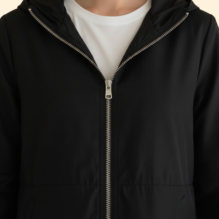 Women’s Hood Jacket with Front Zip Closure