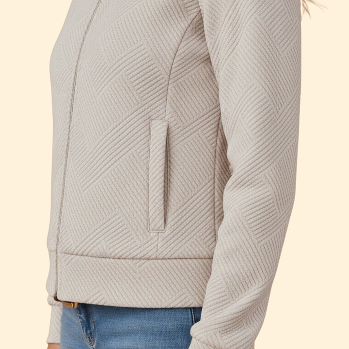 Women’s Bomber Jacket with Geometric Pattern Design