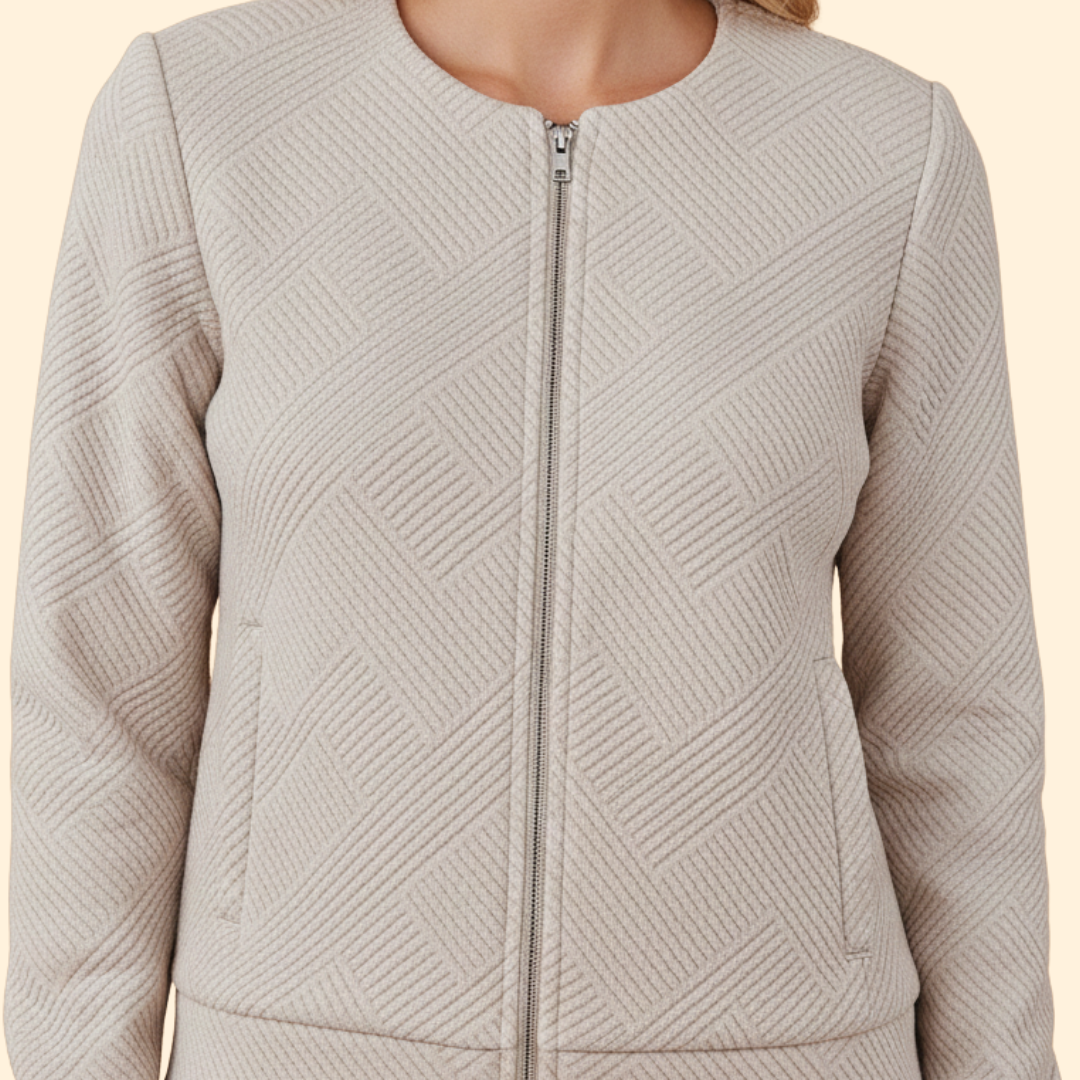 Women’s Bomber Jacket with Geometric Pattern Design