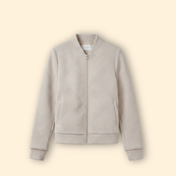 Women’s Bomber Jacket with Geometric Pattern Design