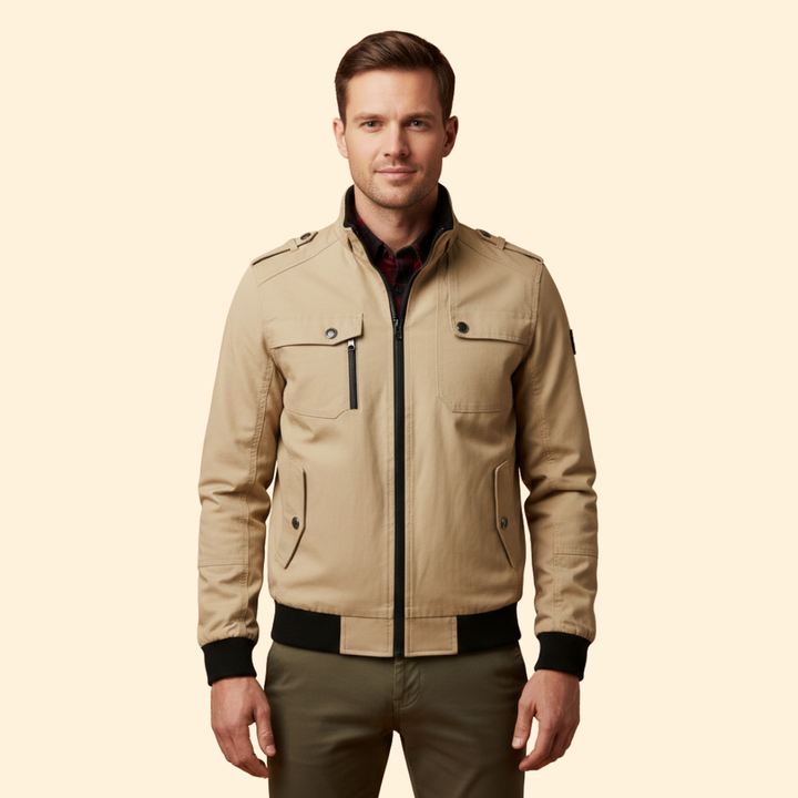 Men’s Bomber Jacket with Multiple Utility Pockets