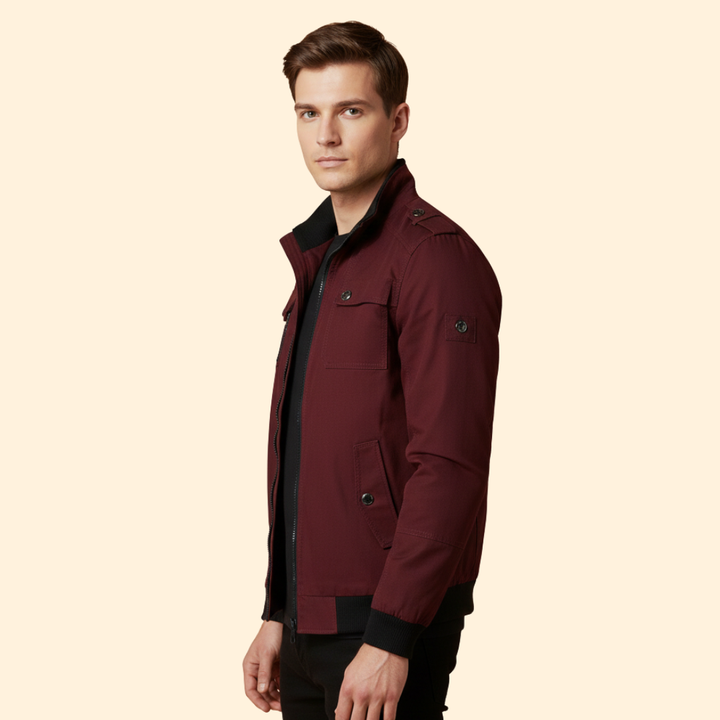 Men’s Bomber Jacket with Multiple Utility Pockets