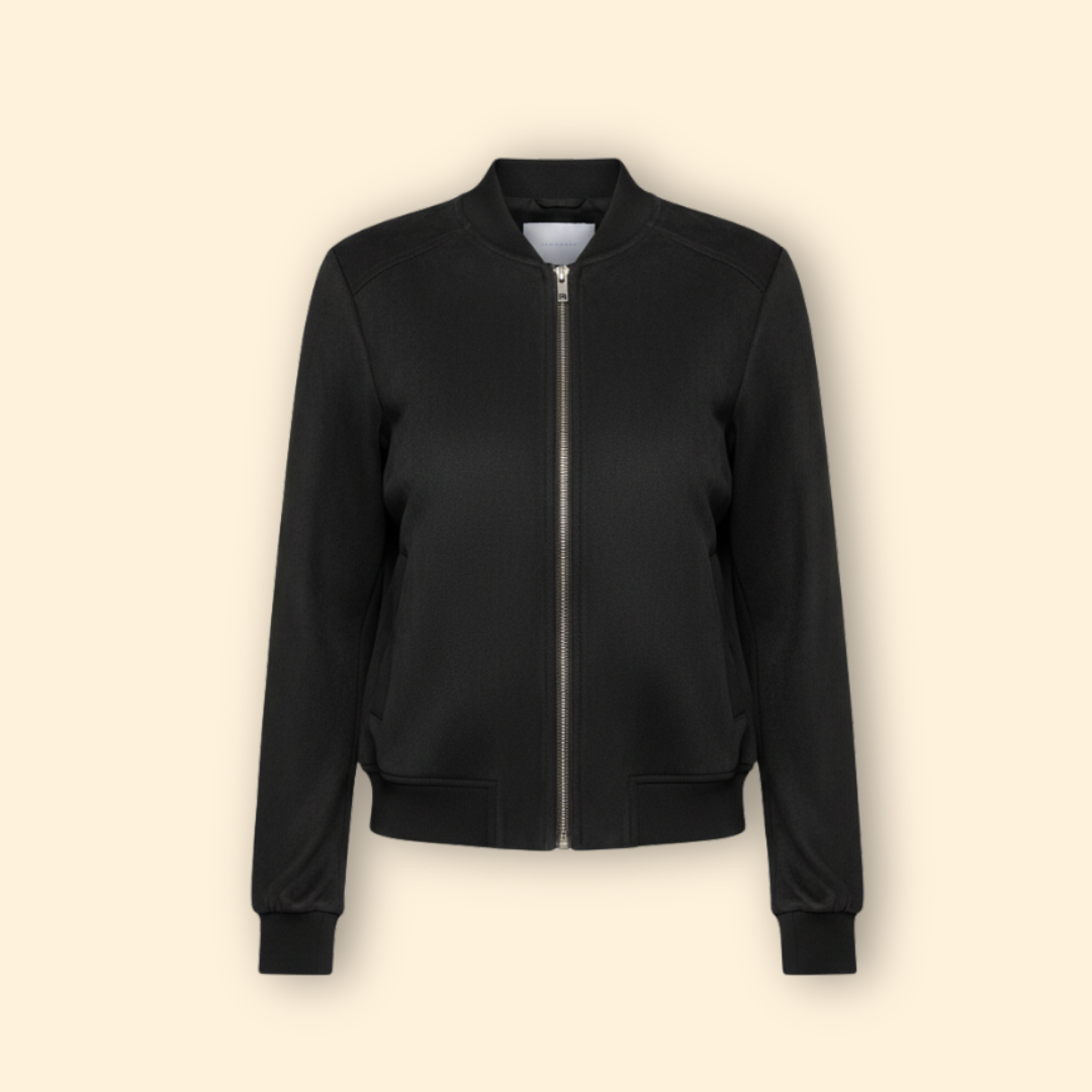 Women’s Bomber Jacket with Zipper Front and Pockets