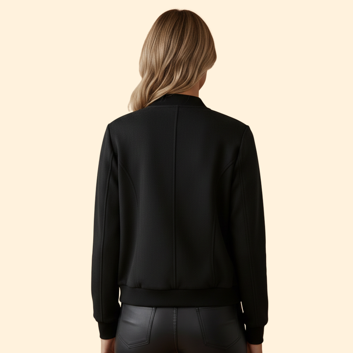 Women’s Bomber Jacket with Zipper Front and Pockets