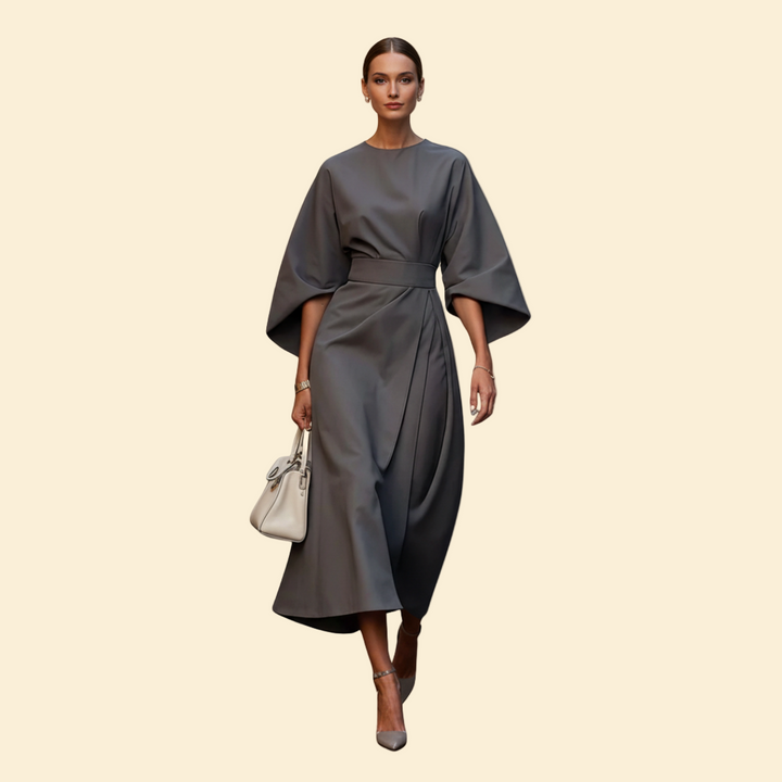 Women’s Wedding Guest Midi Dress with Belted Waist