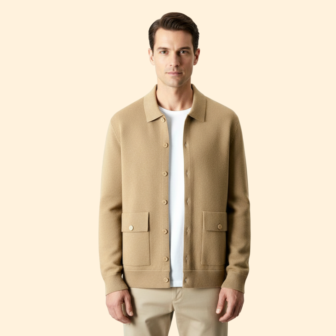 Men’s Knit Jacket with Button Front Closure