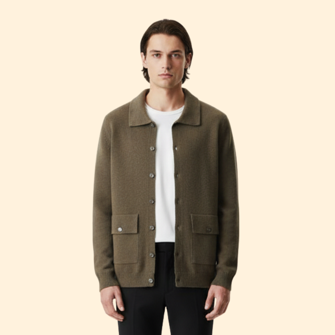 Men’s Knit Jacket with Button Front Closure