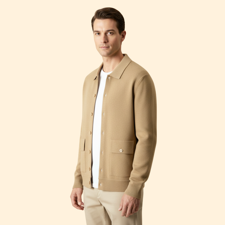Men’s Knit Jacket with Button Front Closure
