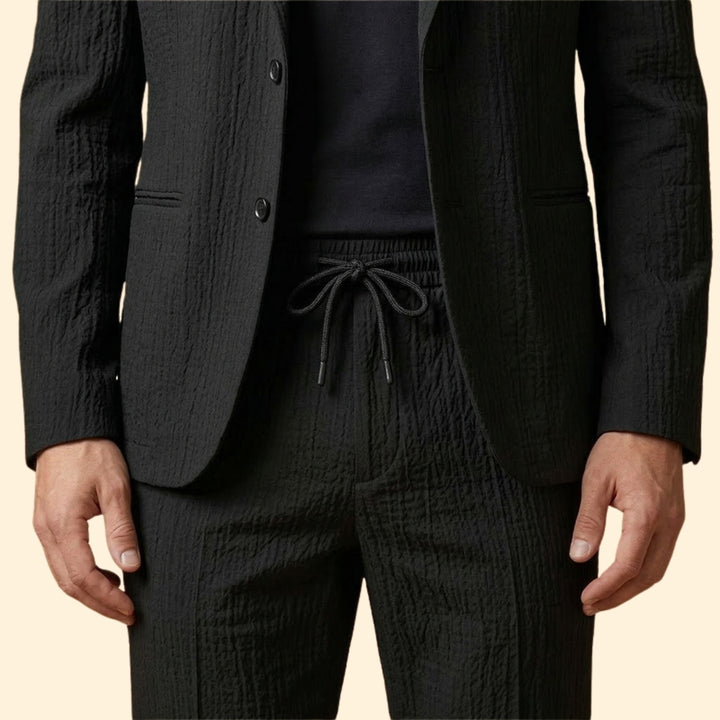Men’s Blazer with Notch Collar and Adjustable Waist Trousers