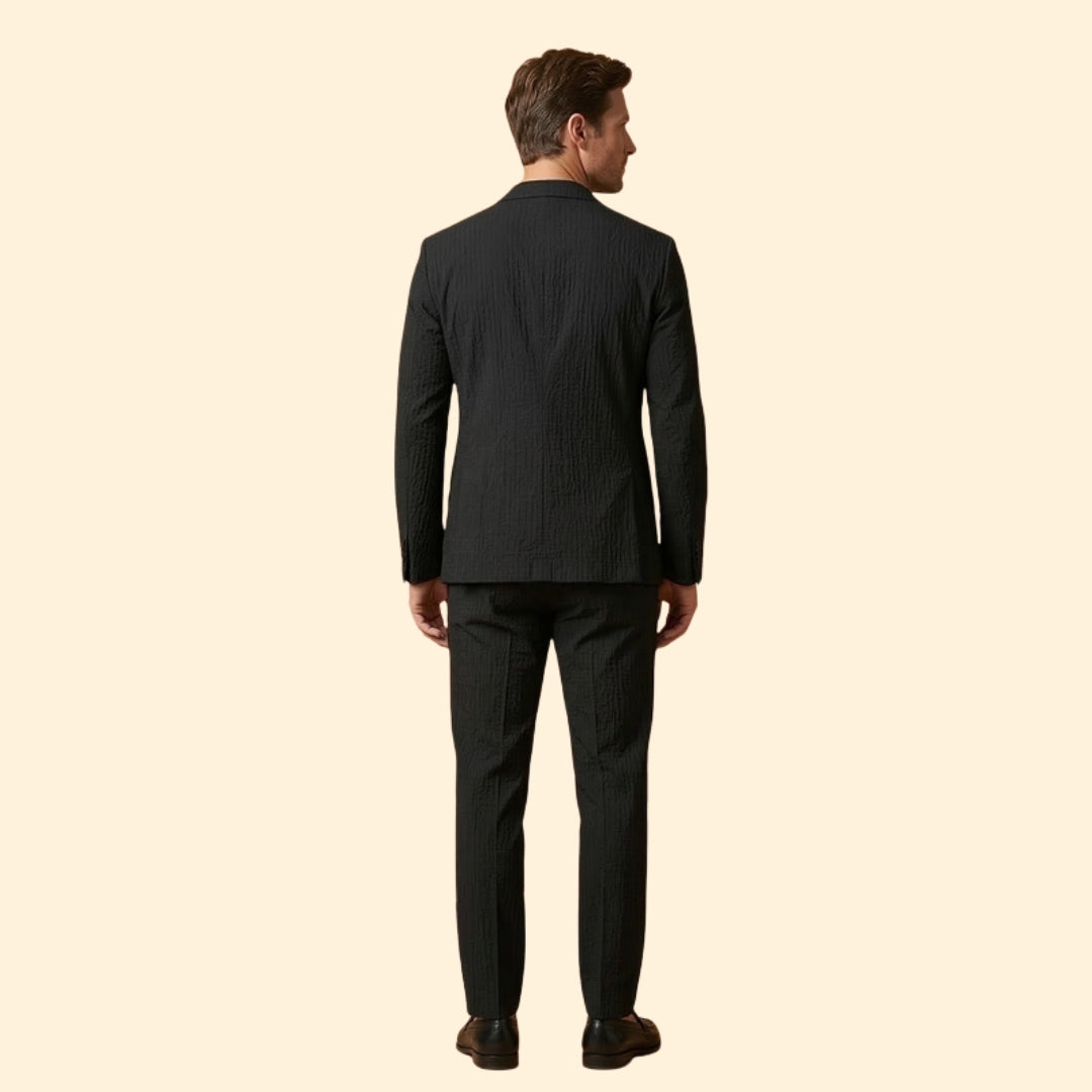 Men’s Blazer with Notch Collar and Adjustable Waist Trousers