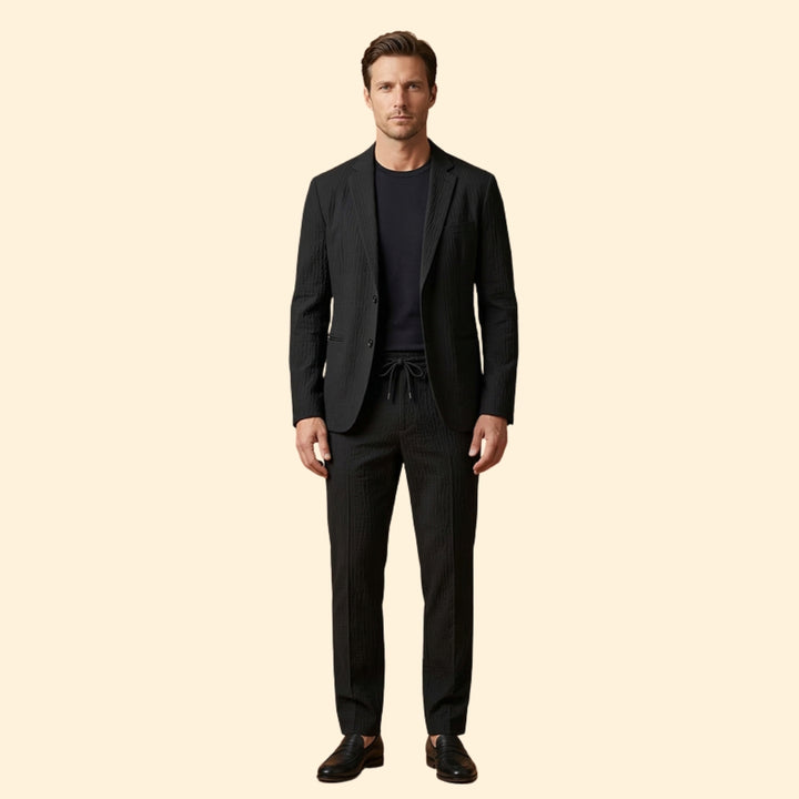 Men’s Blazer with Notch Collar and Adjustable Waist Trousers