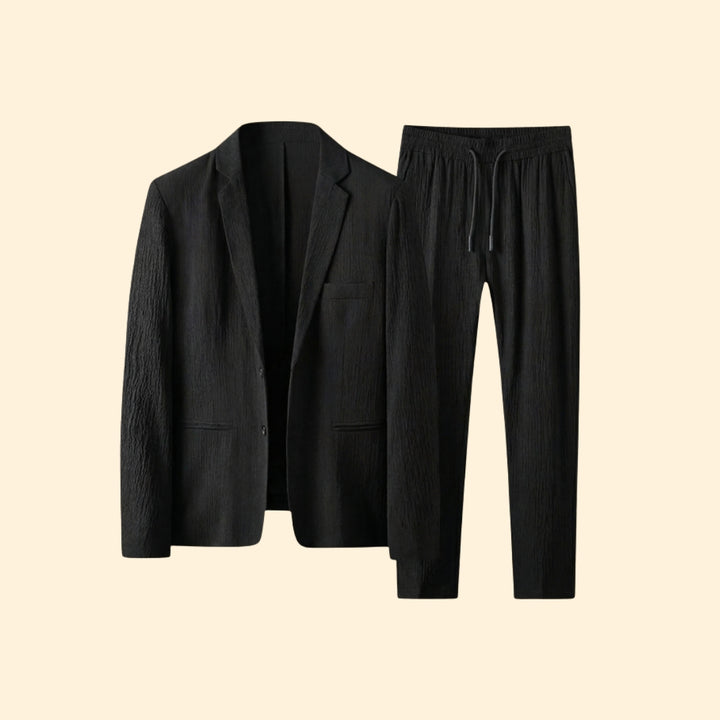 Men’s Blazer with Notch Collar and Adjustable Waist Trousers