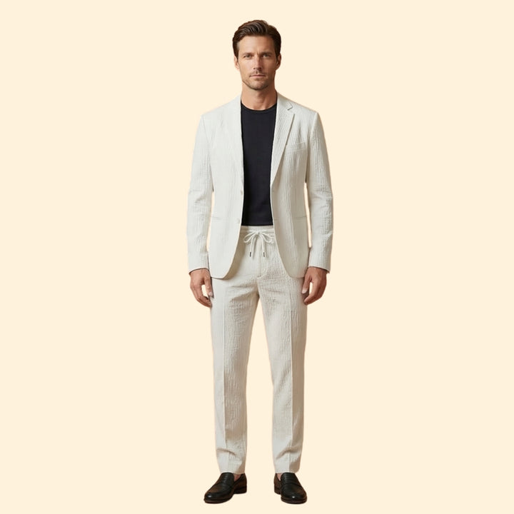 Men’s Blazer with Notch Collar and Adjustable Waist Trousers