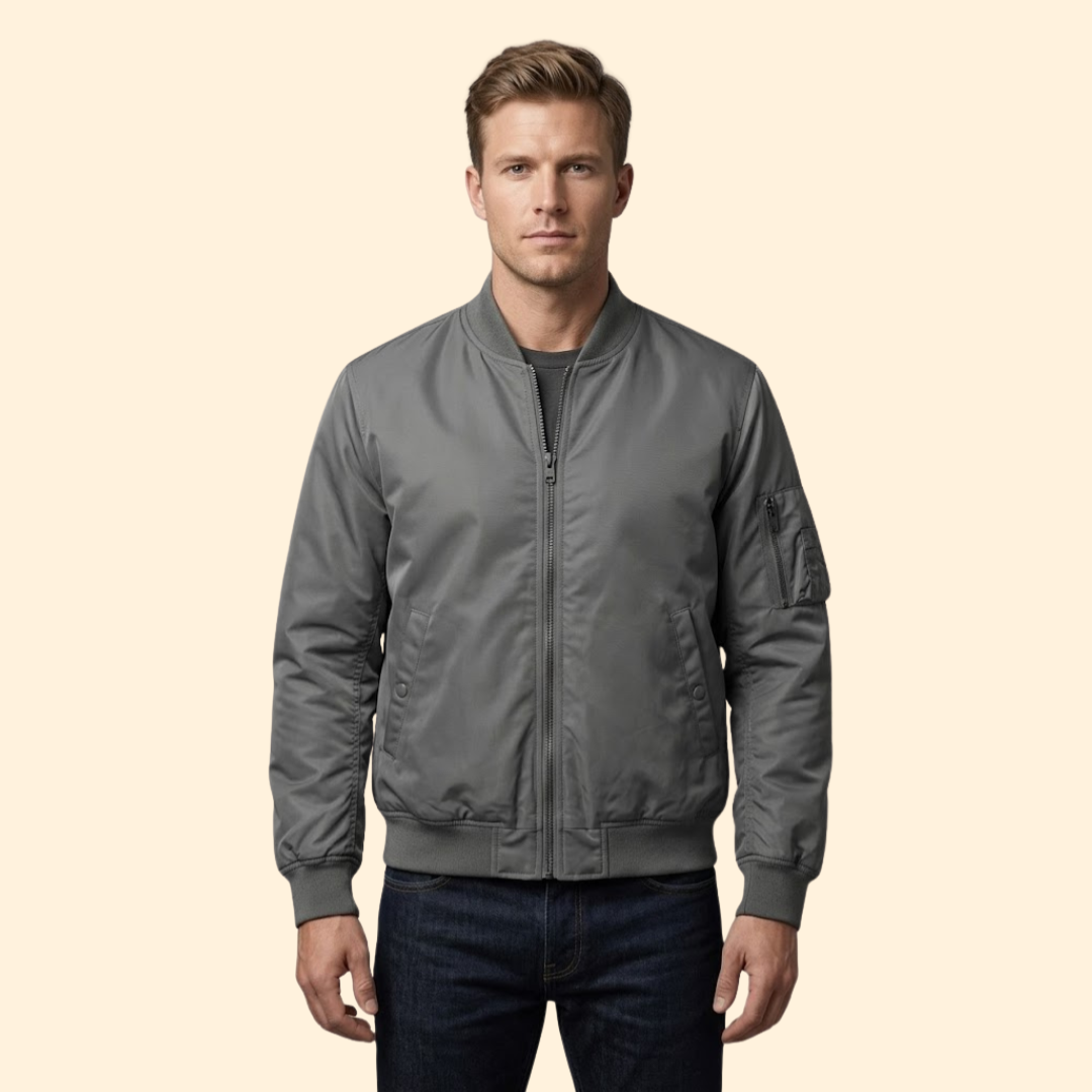 Men’s Bomber Jacket with Contrast Lining Design