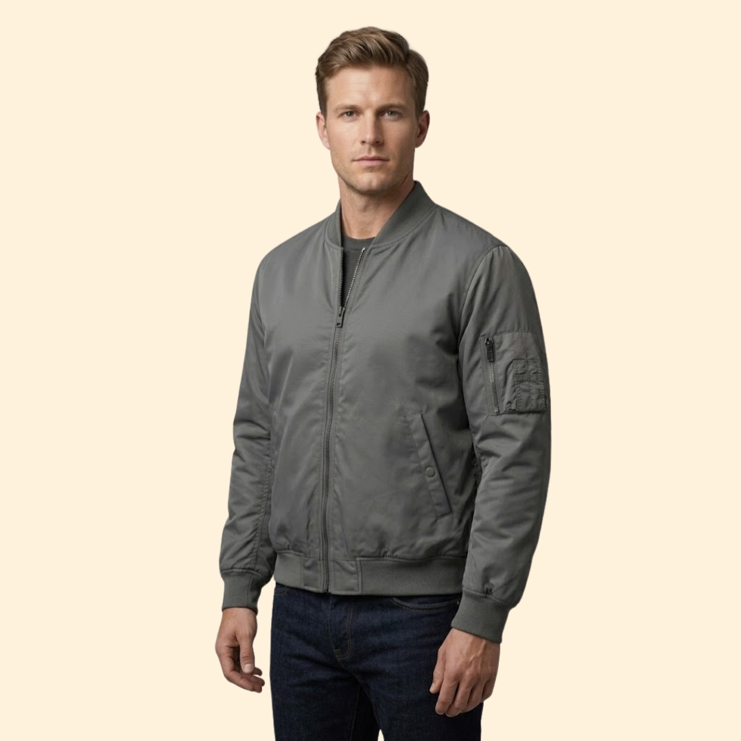 Men’s Bomber Jacket with Contrast Lining Design