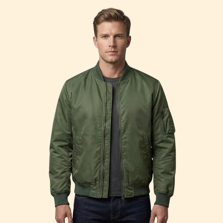 Men’s Bomber Jacket with Contrast Lining Design