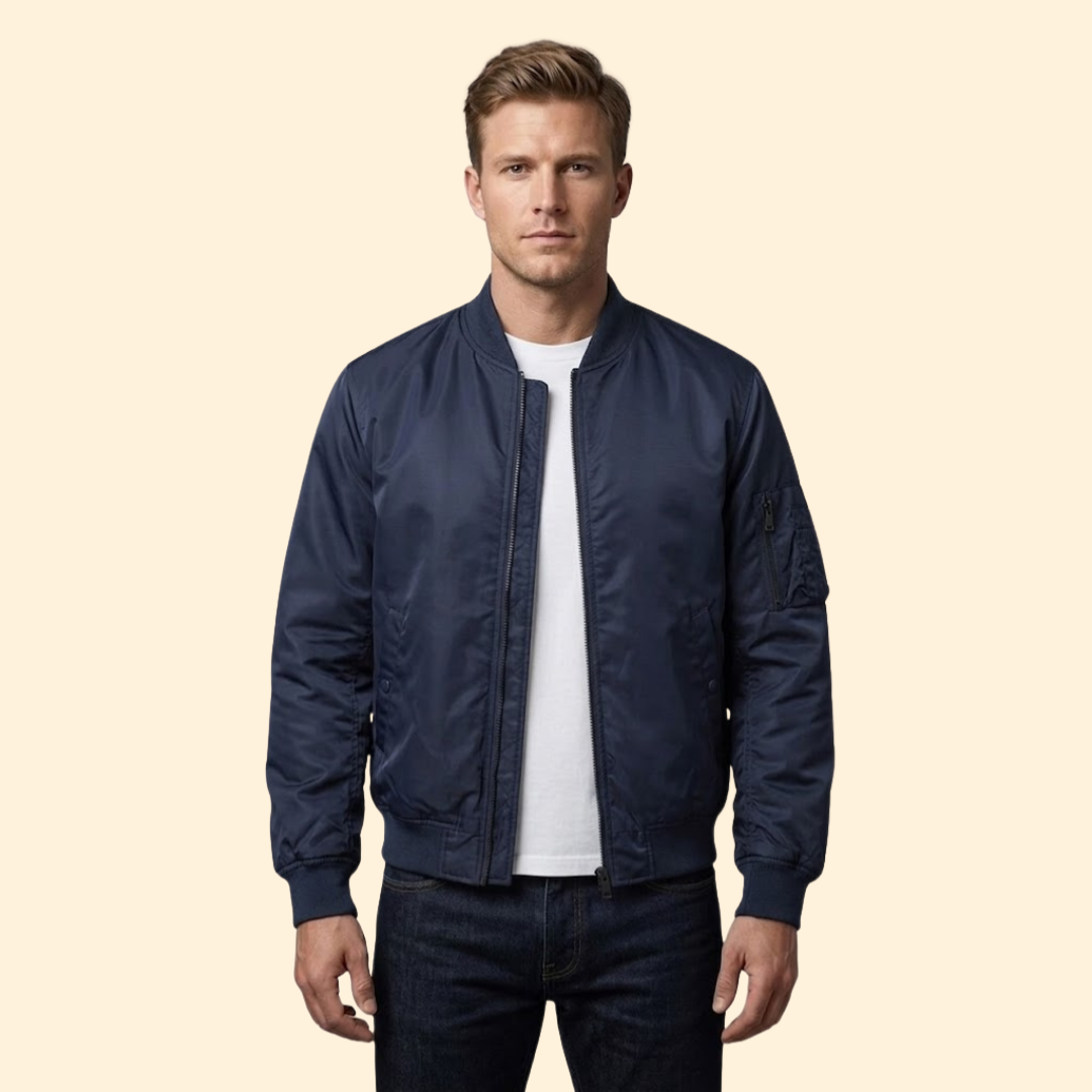 Men’s Bomber Jacket with Contrast Lining Design
