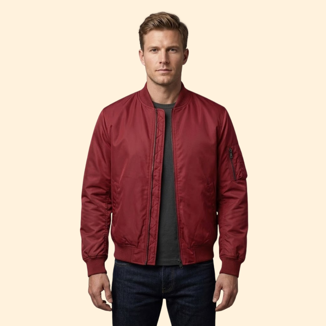 Men’s Bomber Jacket with Contrast Lining Design