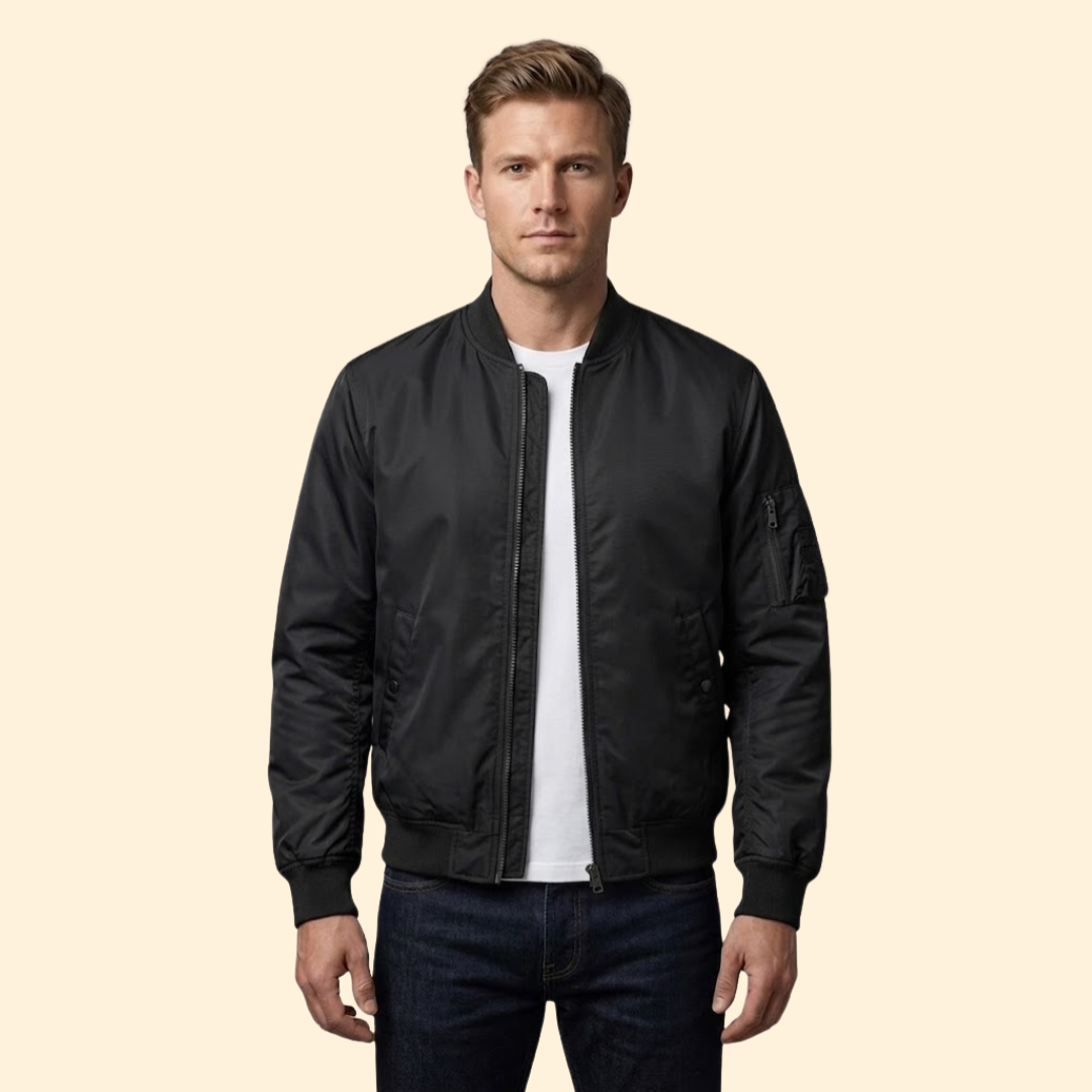 Men’s Bomber Jacket with Contrast Lining Design