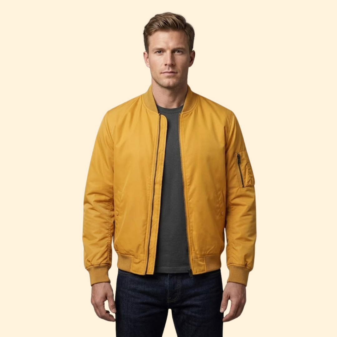 Men’s Bomber Jacket with Contrast Lining Design