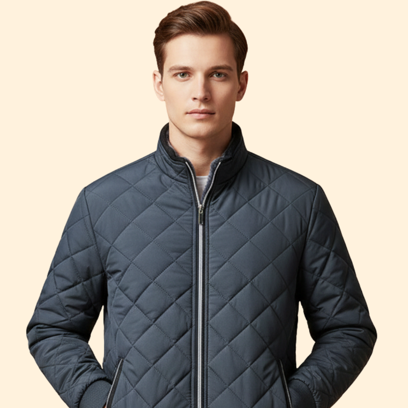 Men’s Bomber Jacket with Diamond Quilted Design