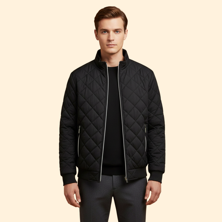 Men’s Bomber Jacket with Diamond Quilted Design