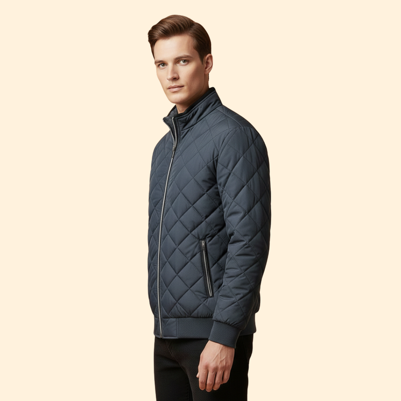 Men’s Bomber Jacket with Diamond Quilted Design