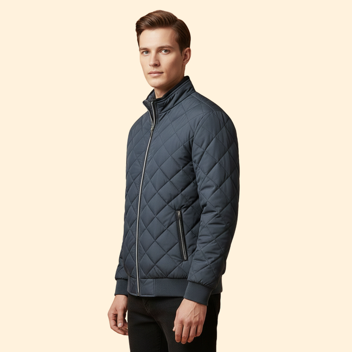 Men’s Bomber Jacket with Diamond Quilted Design
