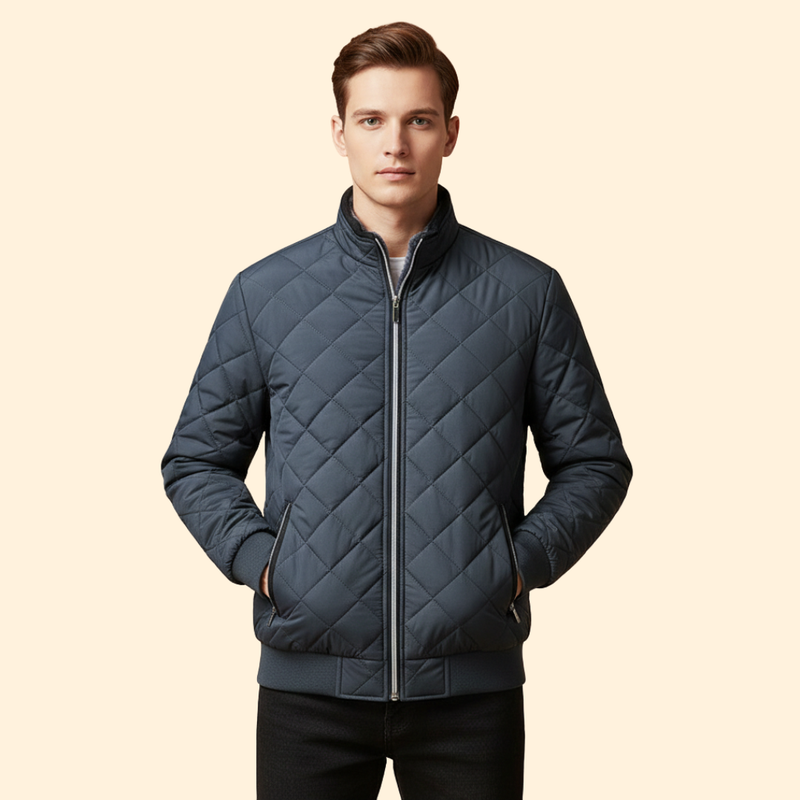 Men’s Bomber Jacket with Diamond Quilted Design