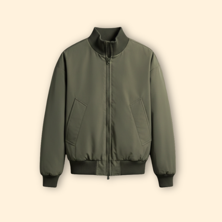Men’s Bomber Jacket with High Collar and Pockets