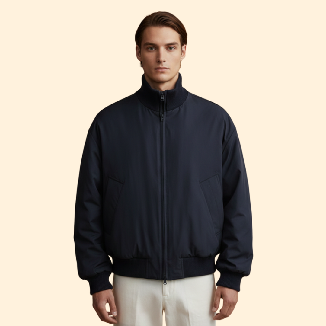 Men’s Bomber Jacket with High Collar and Pockets