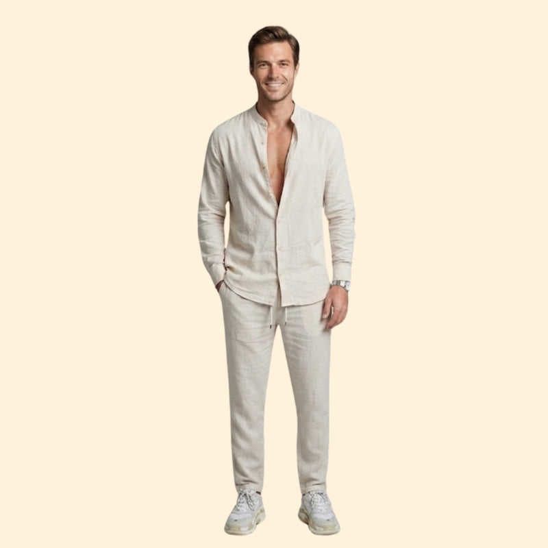 Co-Ord Summer Set with Slim-Fit Shirt and Trousers