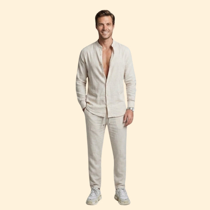 Co-Ord Summer Set with Slim-Fit Shirt and Trousers