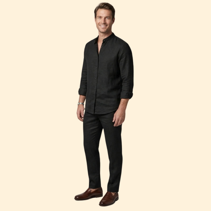 Co-Ord Summer Set with Slim-Fit Shirt and Trousers