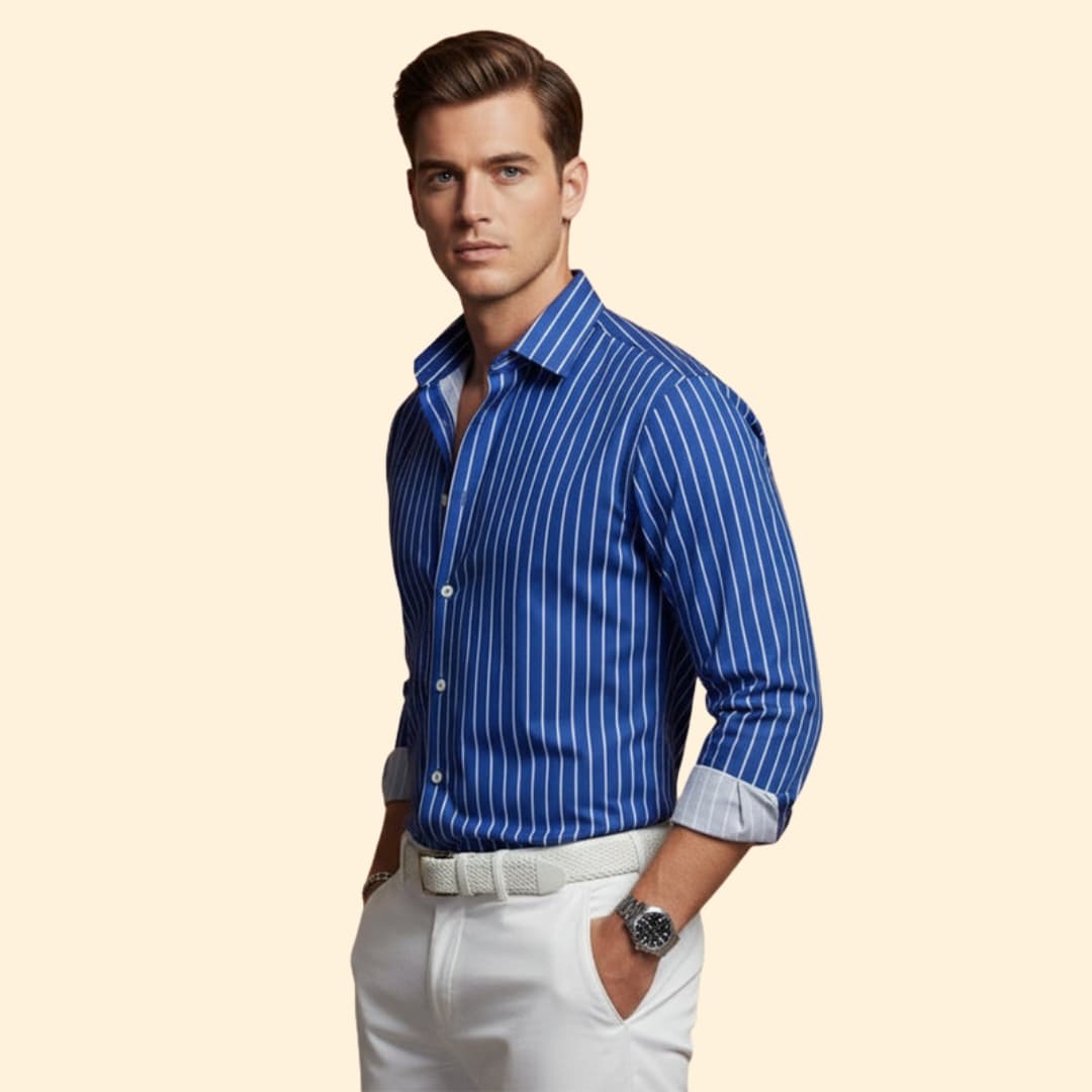 Men’s Button-Down Shirt with Bold Stripes
