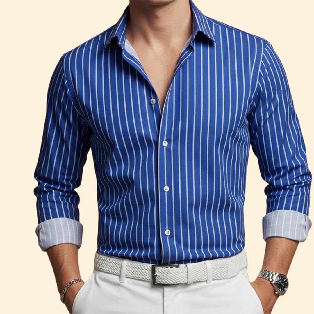 Men’s Button-Down Shirt with Bold Stripes