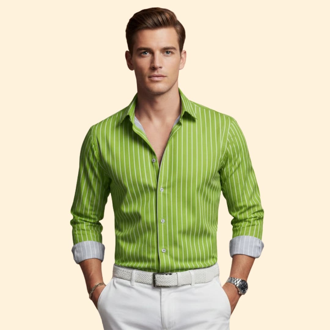 Men’s Button-Down Shirt with Bold Stripes