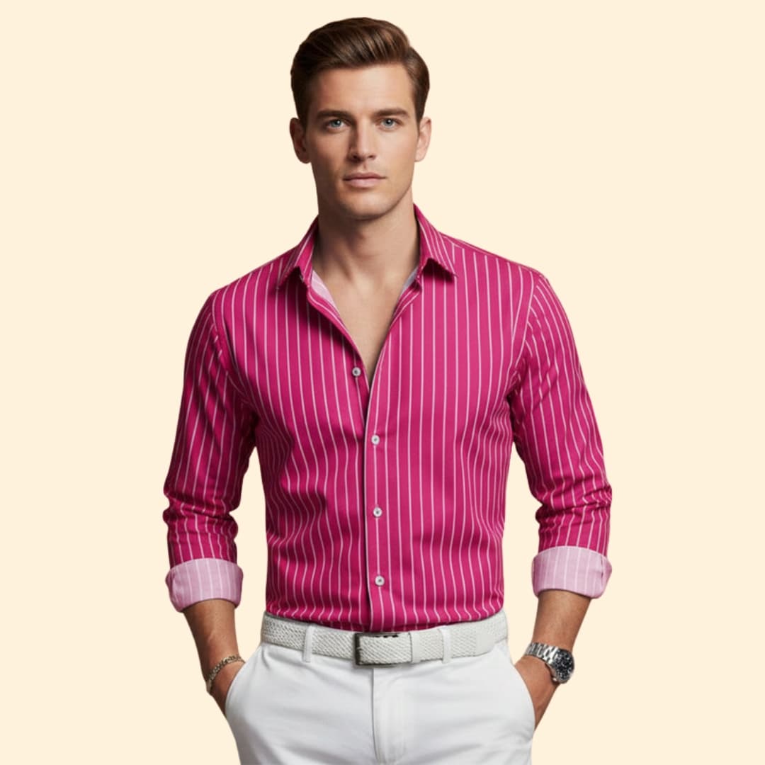 Men’s Button-Down Shirt with Bold Stripes