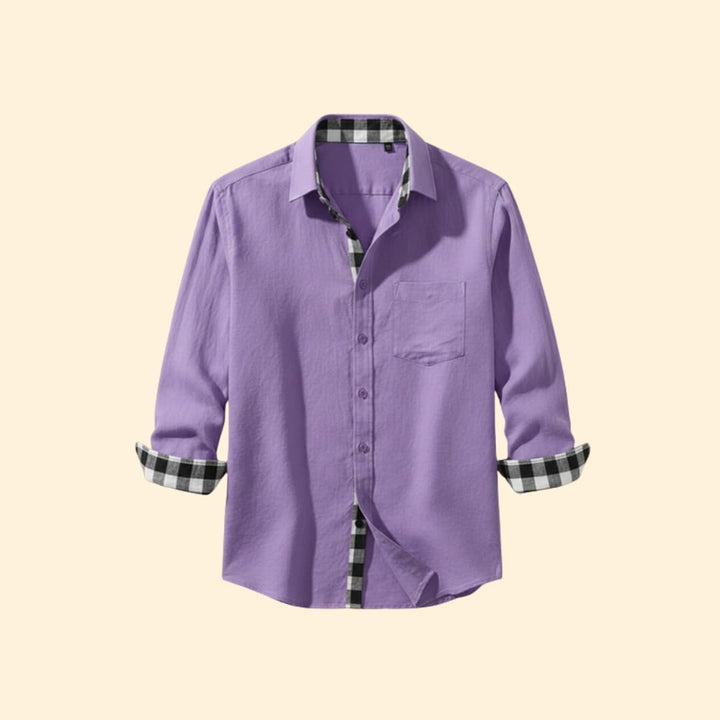Men’s Button-Down Shirt with Checkered Cuffs