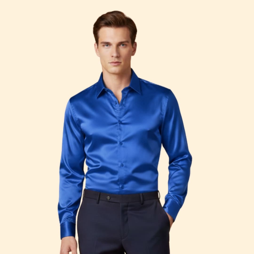 Men’s Button-Down Shirt with Satin Finish