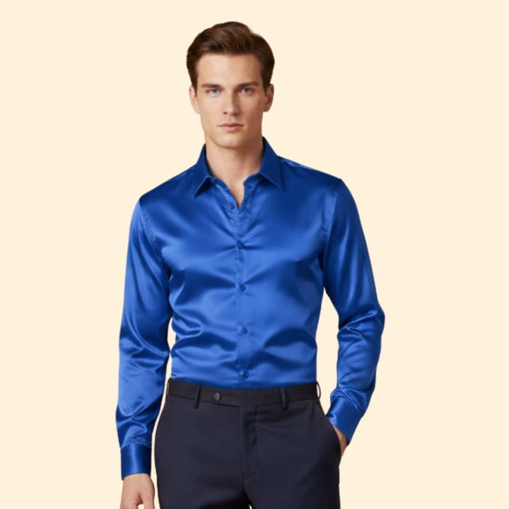 Men’s Button-Down Shirt with Satin Finish