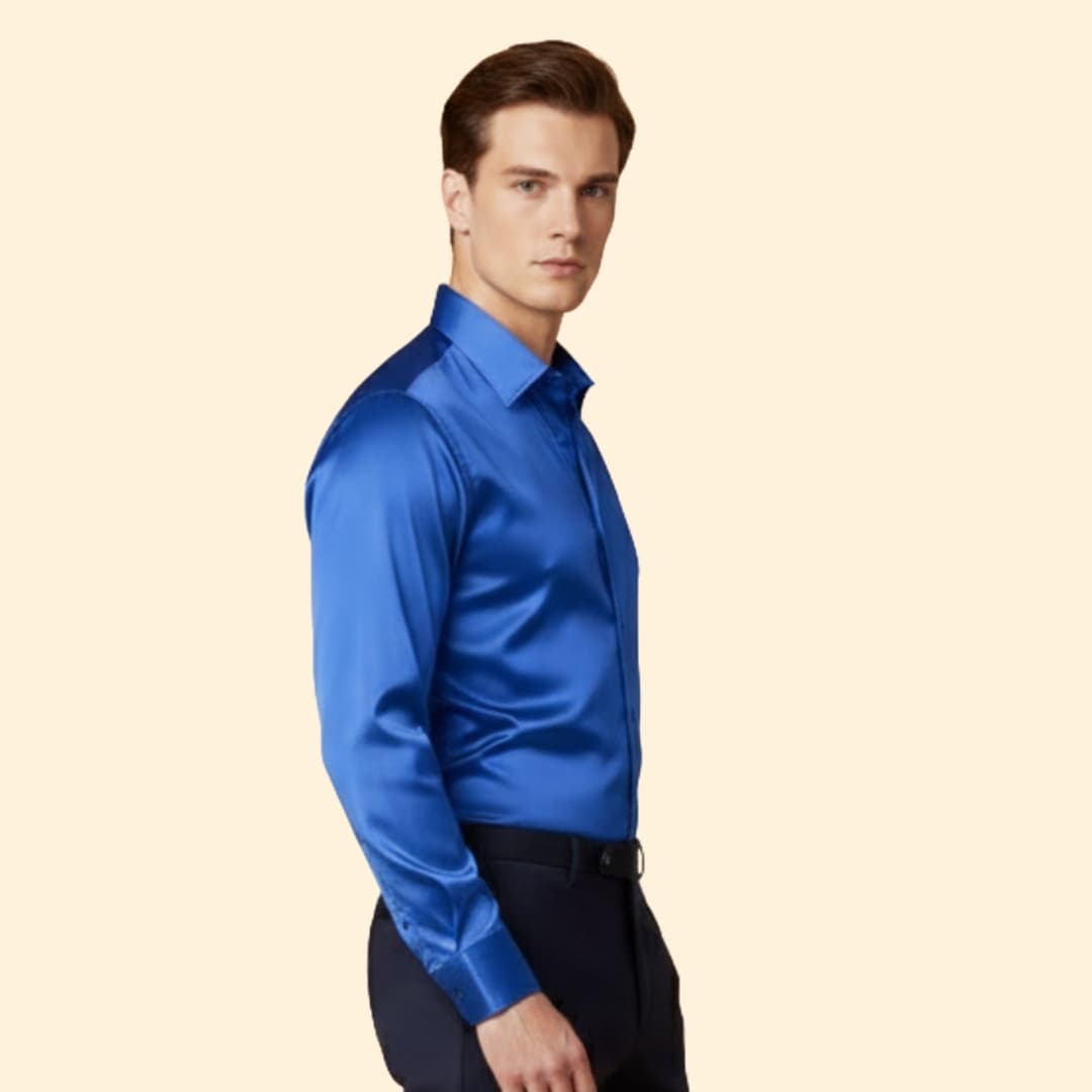 Men’s Button-Down Shirt with Satin Finish