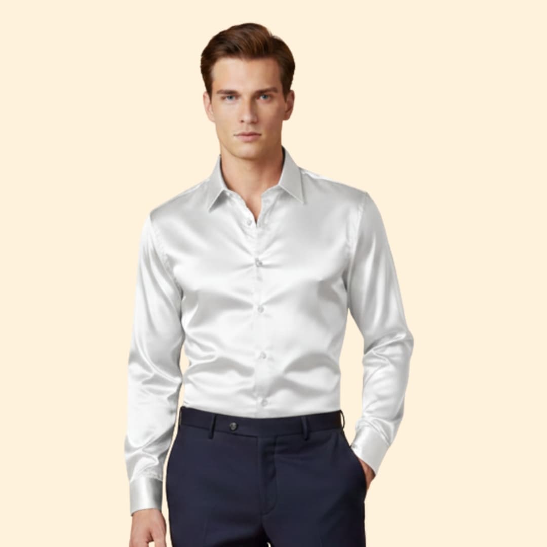 Men’s Button-Down Shirt with Satin Finish
