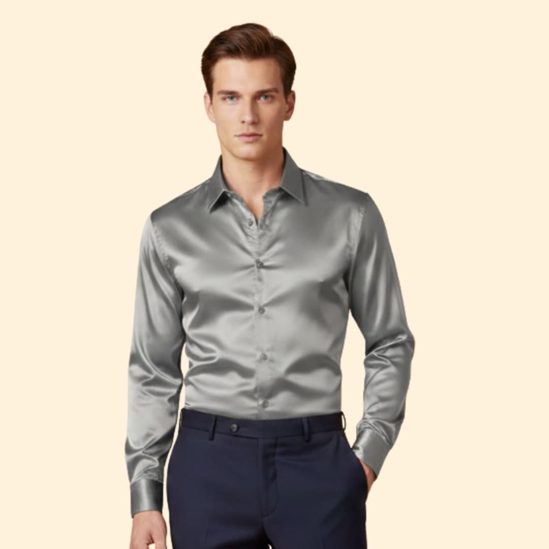 Men’s Button-Down Shirt with Satin Finish